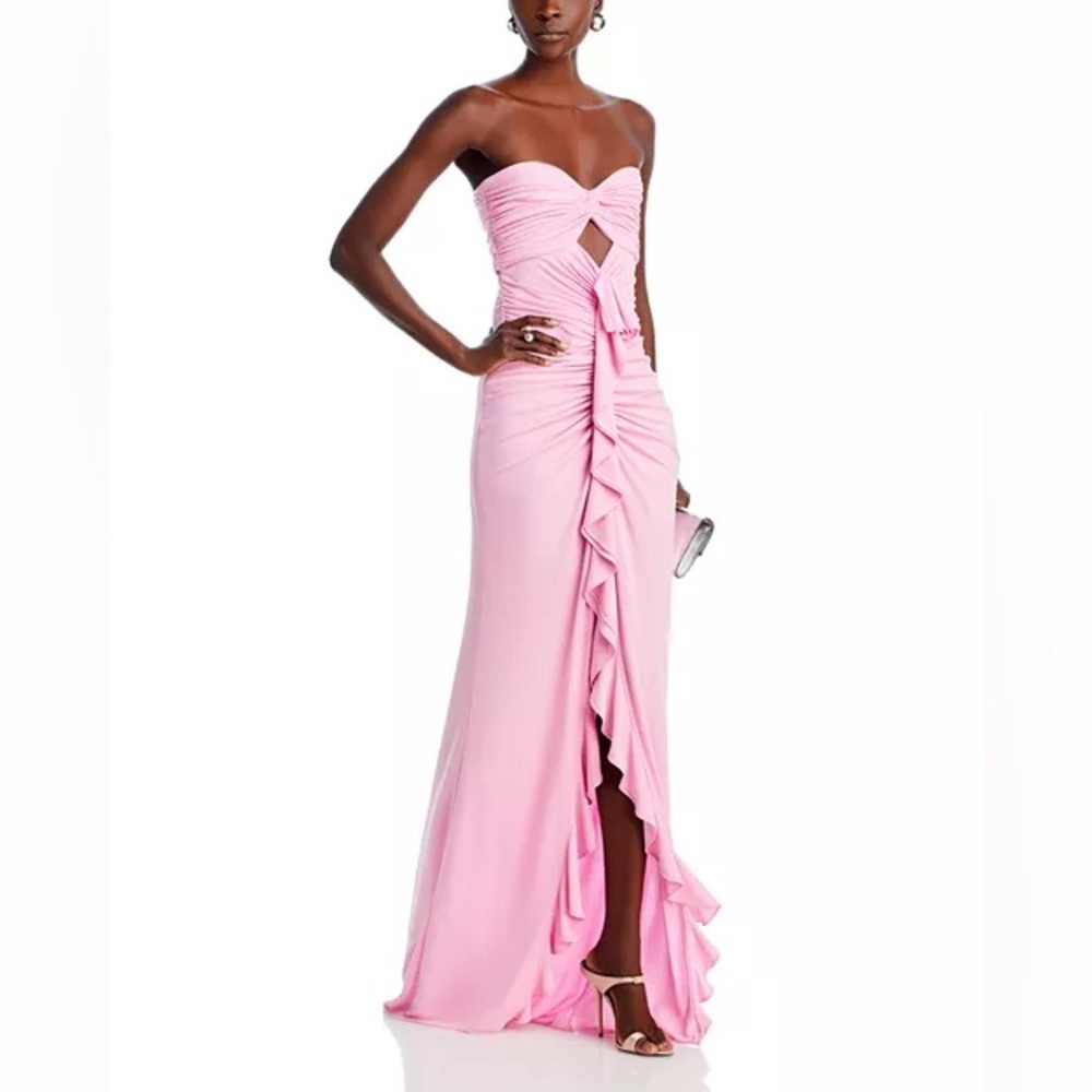 Cinq à SeptJenna Cascading Ruffle Strapless Gown in pink size 4